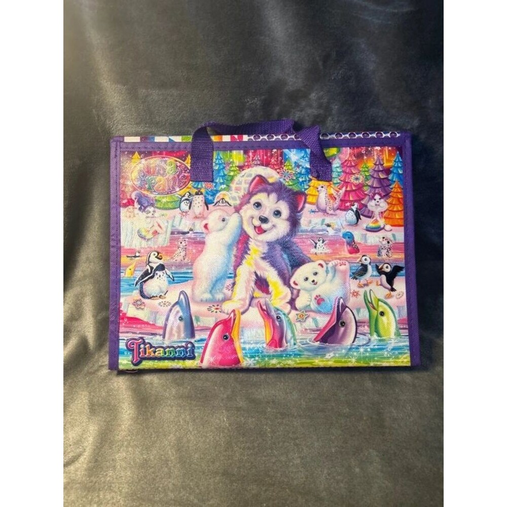 Lisa Frank Tri-fold binder with handles, pockets, and crayons- puppies-#349